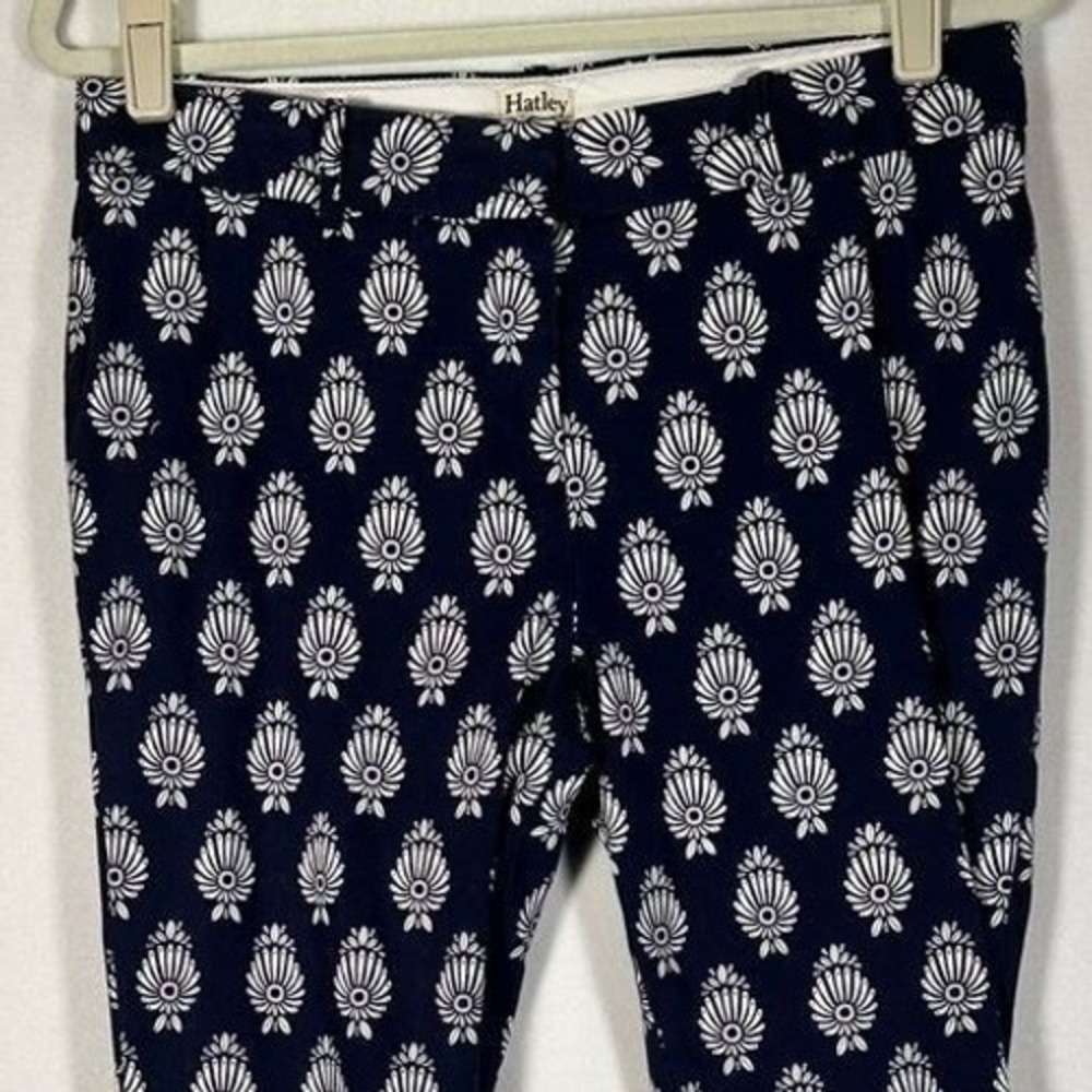 HATLEY Navy Pants Floral Pattern Women's Size 8 Beach Travel Business Casual‎